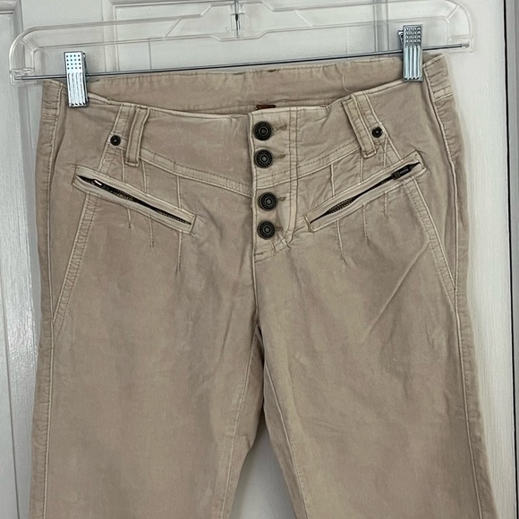 Free People Hit Back Slim Flare Pants Size 0 Button Fly Stretch Cords Velvet - Picture 5 of 15